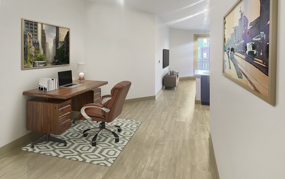 Foster - 1 bedroom floorplan layout with 1 bath and 853 square feet. (Workspace)