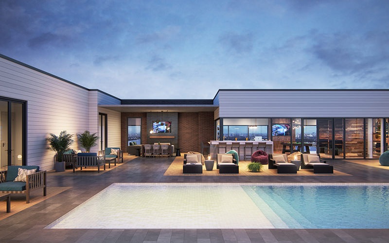 Rooftop saltwater pool with sundeck